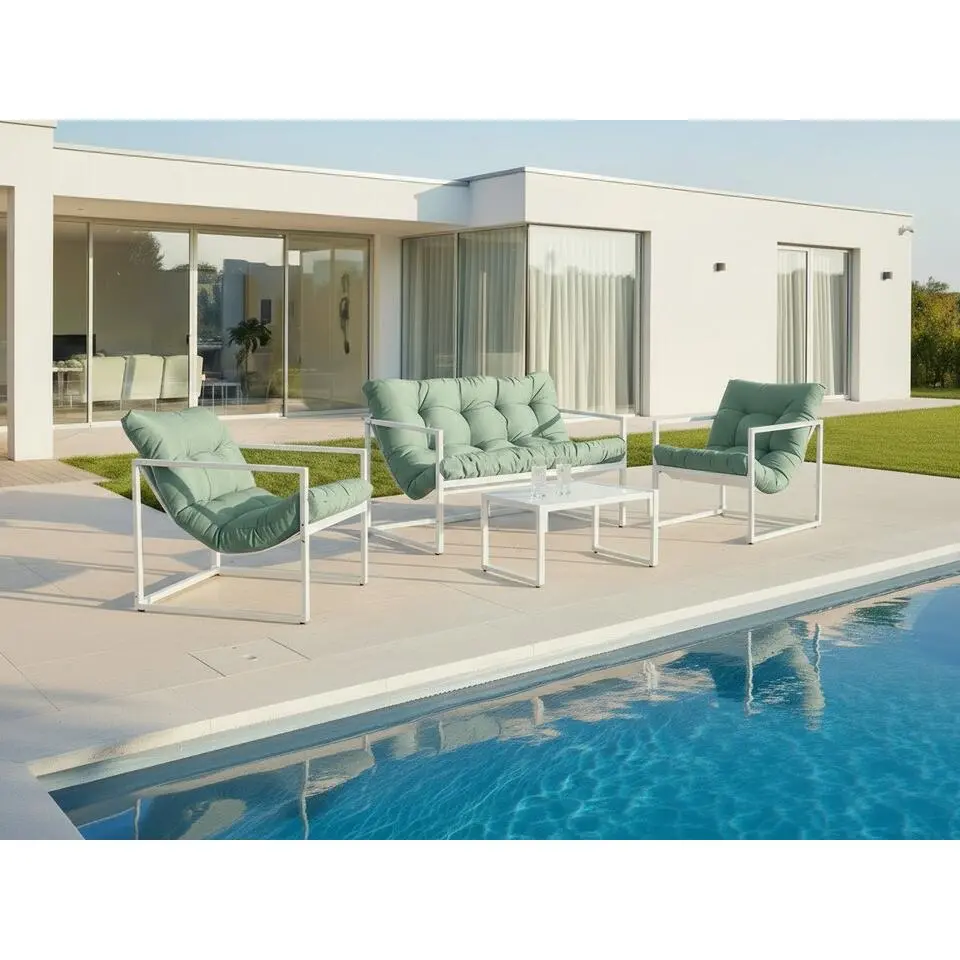 GARDA - Loungeset - Groen/Wit - Staal