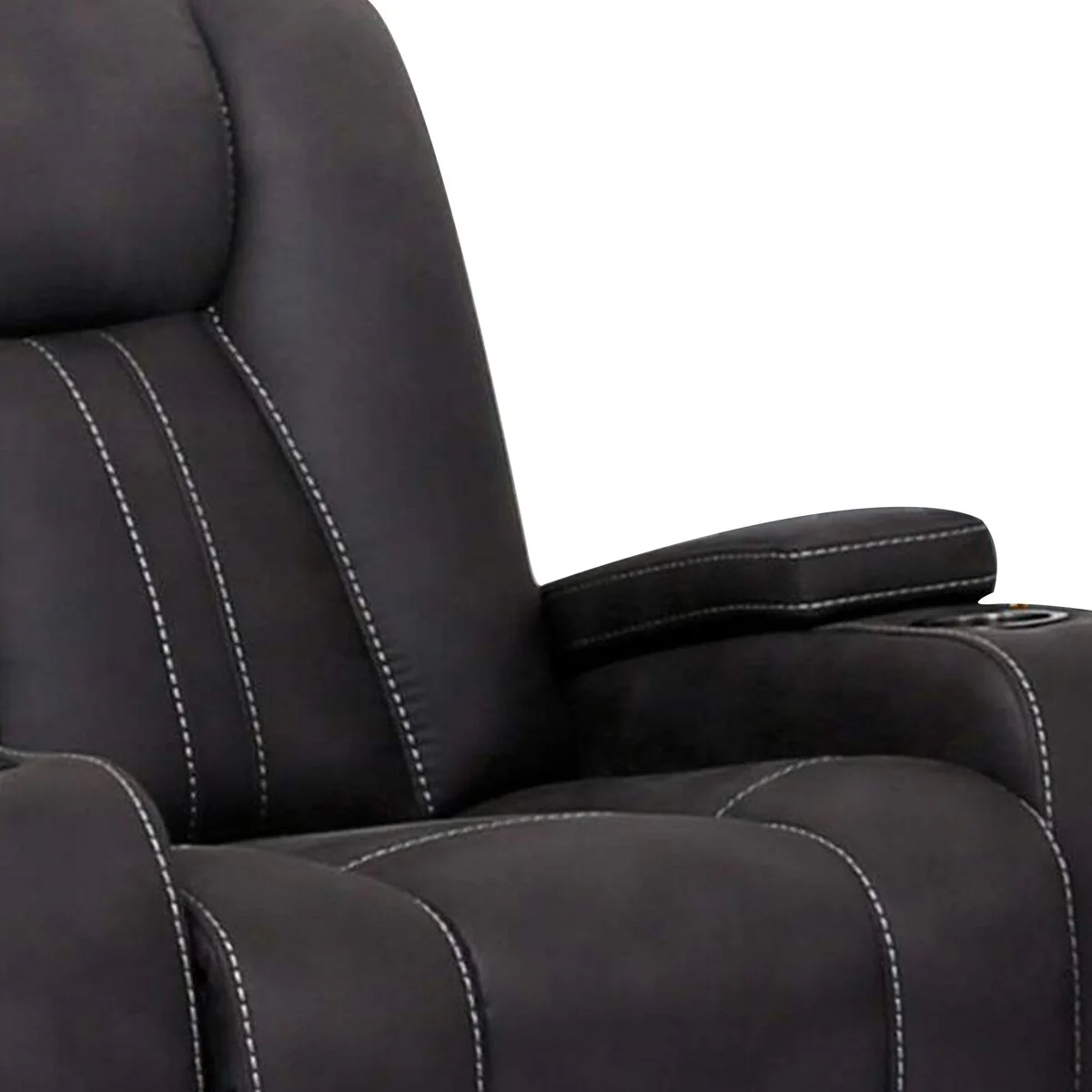 Glider Recliner Chair with Lift Top Armrest and Cup Holders, Dark Gray