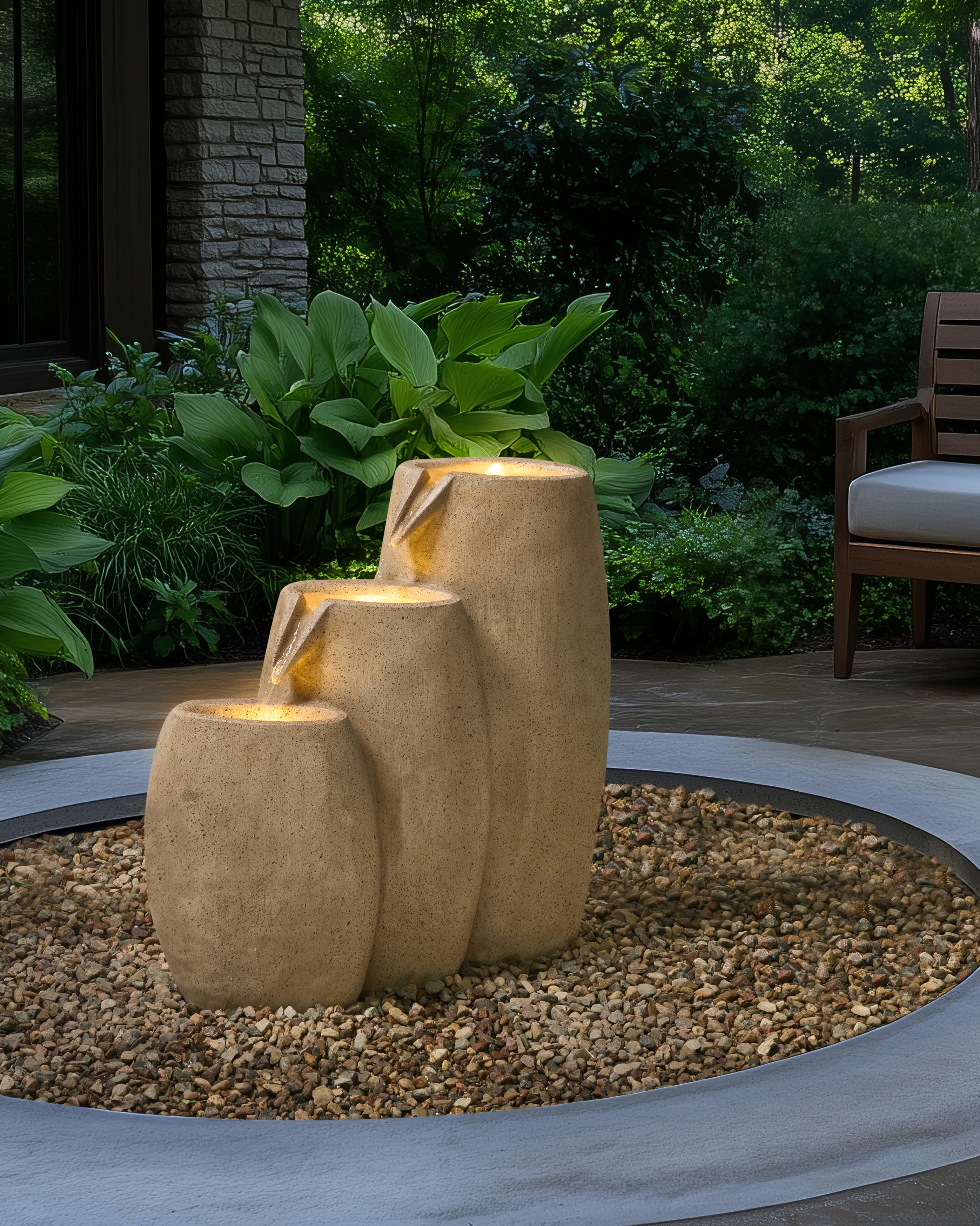Garden Water Feature ARKLE LED Beige