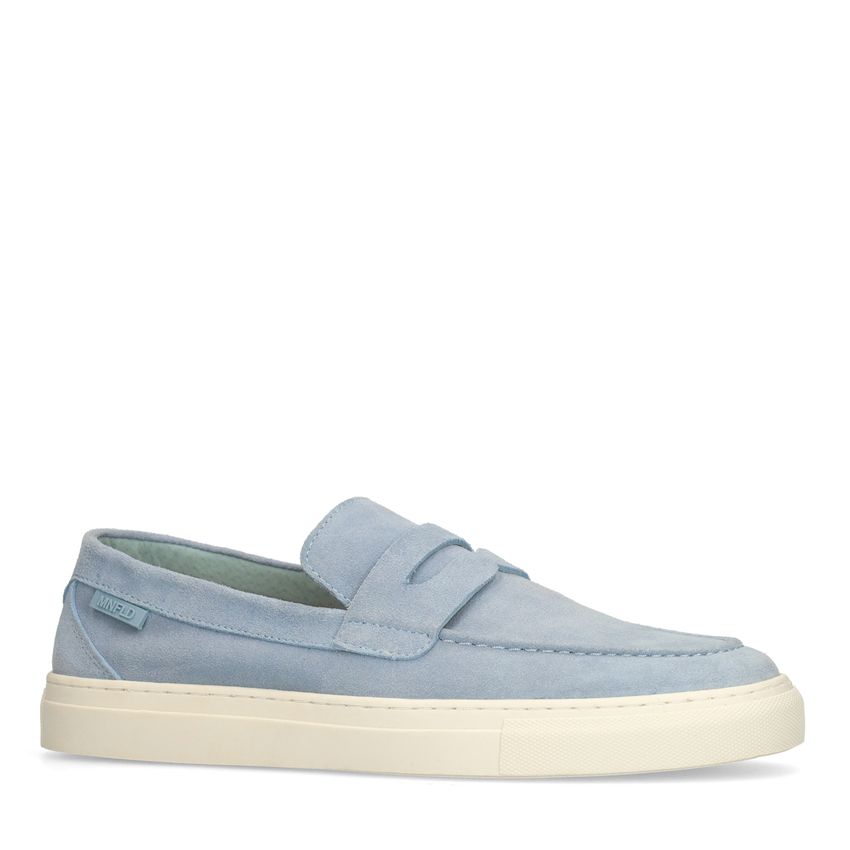 Manfield Blauwe suède loafers