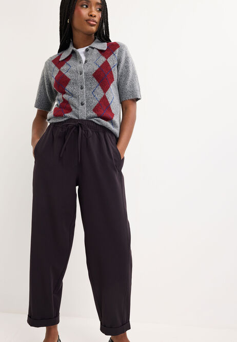 Womens Black Tapered Leg Trousers