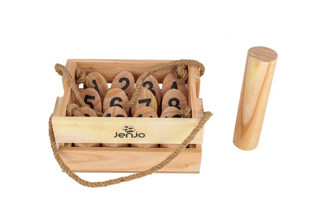 Scatter Hardwood - Wooden Throwing Game - 12 Pines, 1 Baton & 1 Crate