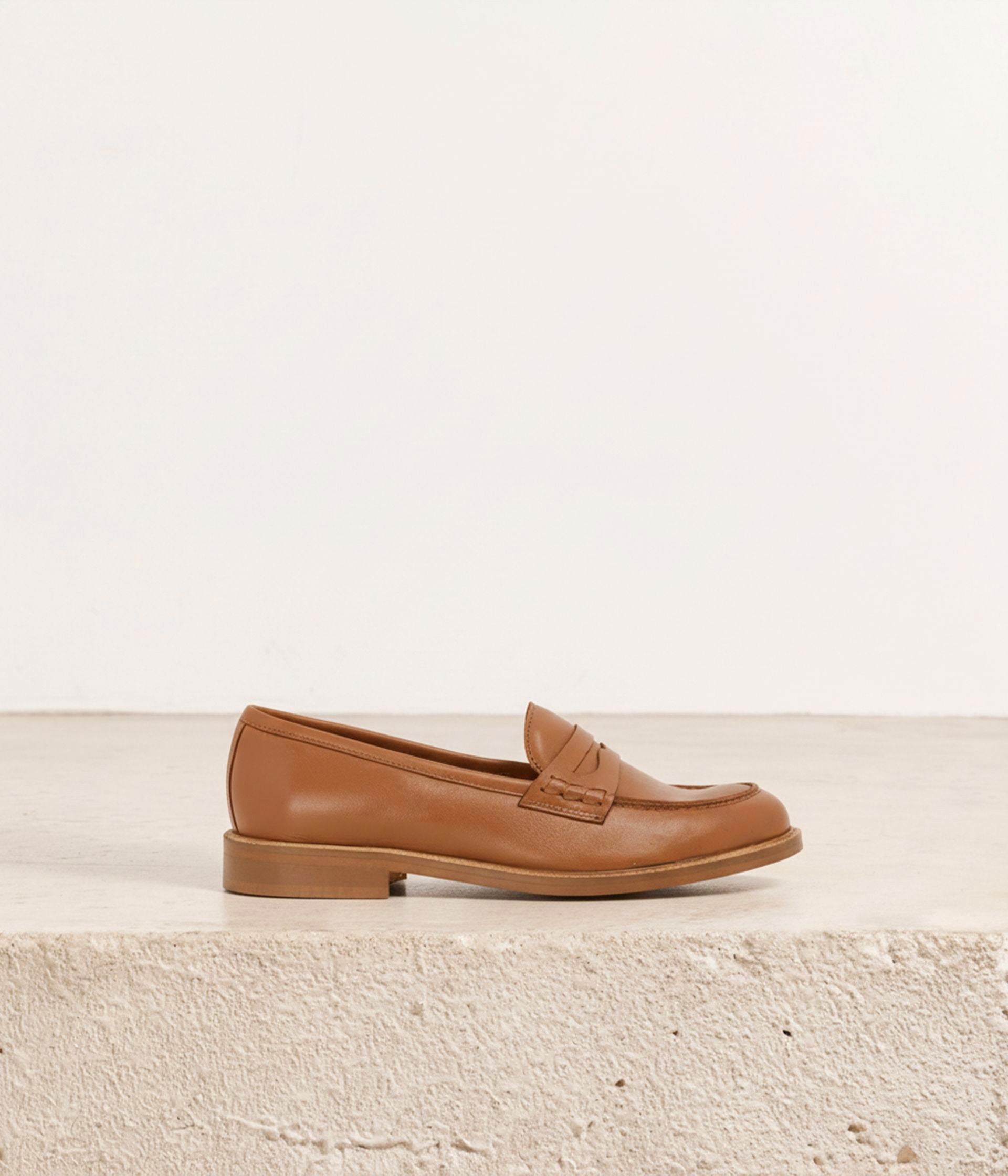Mocassins en cuir cognac Angella