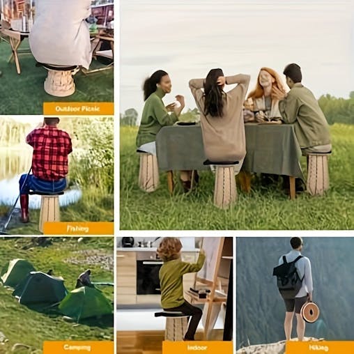 NNETM 12-Level Folding Stool with PU Cushion Seat