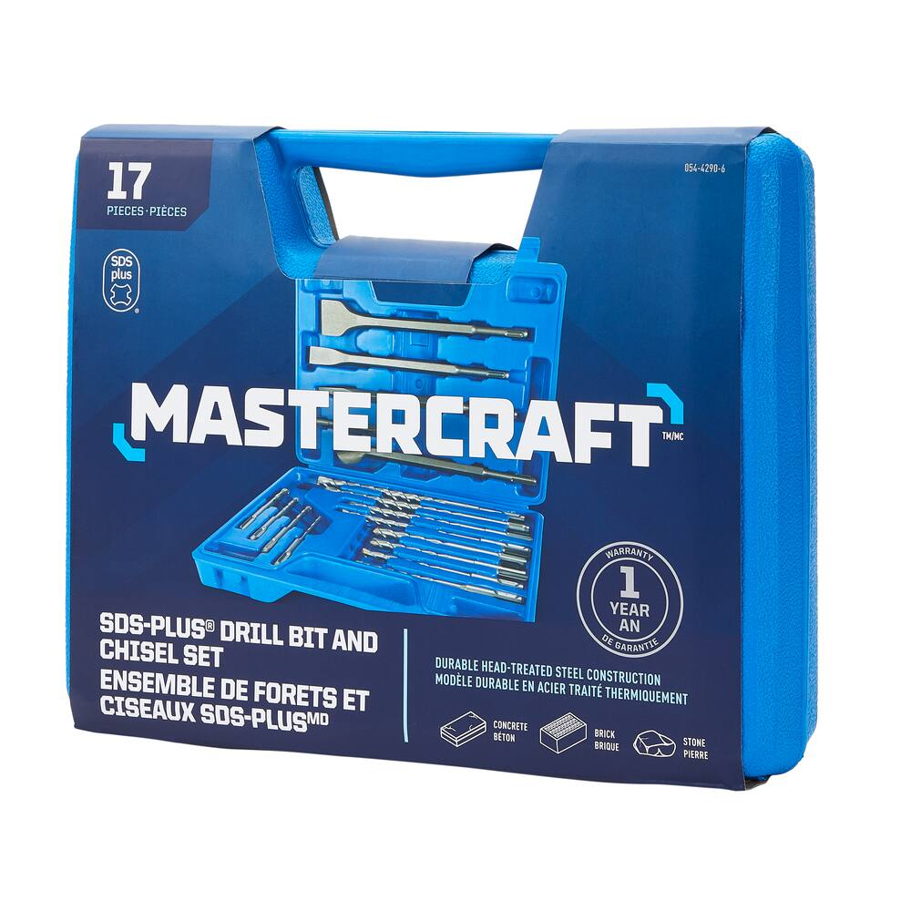Mastercraft SDS-PLUS Drill Bit & Chisel Set for Concrete, Brick, Stone, 17-pc