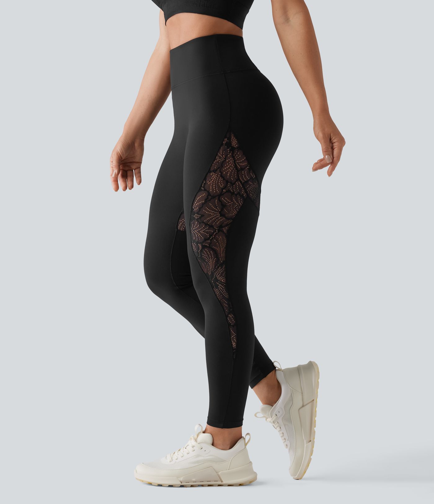 Legging d'entraînement SoftlyZero™ taille haute dentelle contrastante avec poche - UPF50