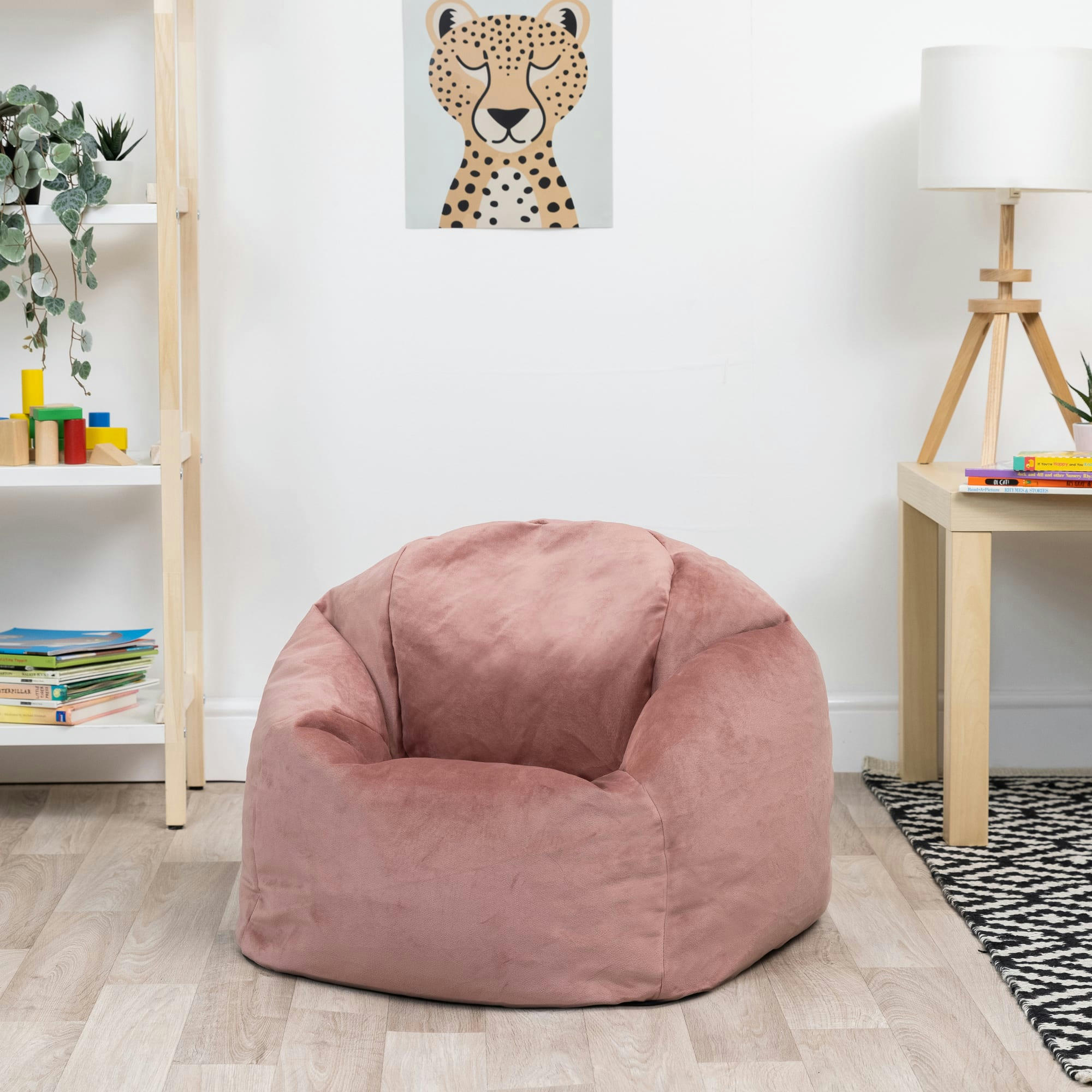 AURORA - Pouf fauteuil enfant velours rose