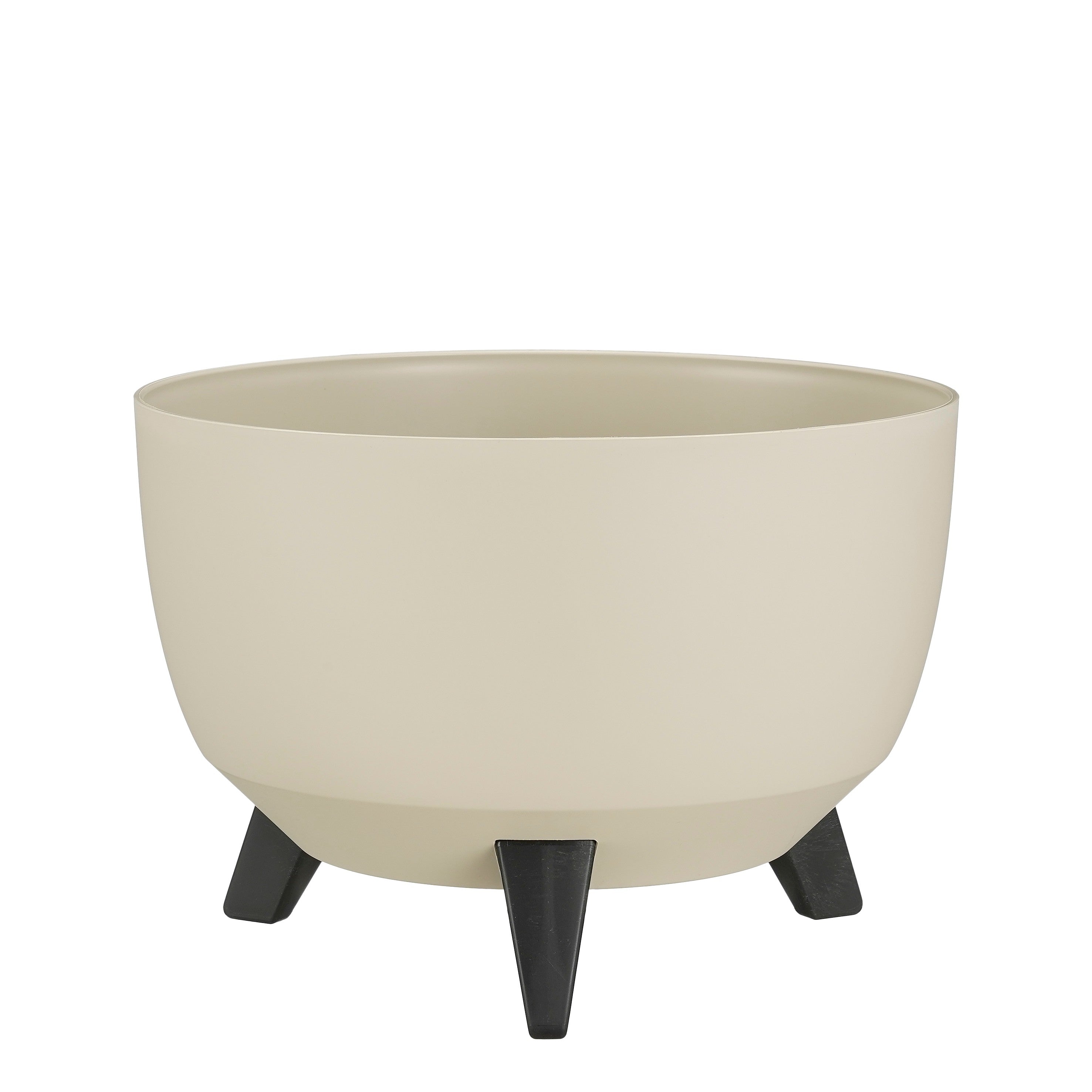 Mica Decorations Doppio Plantenbak op Poten - 18,5 x Ø33 cm - Plantenbakken voor Buiten - Bloembakken voor Balkon - Gerecycled Plastic - Beige