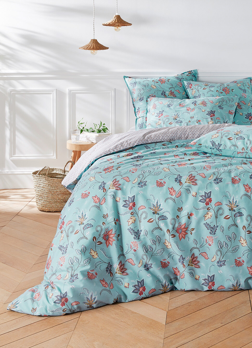 LOT DE 2 TAIES D'OREILLER EN PERCALE JAHAN BLEU