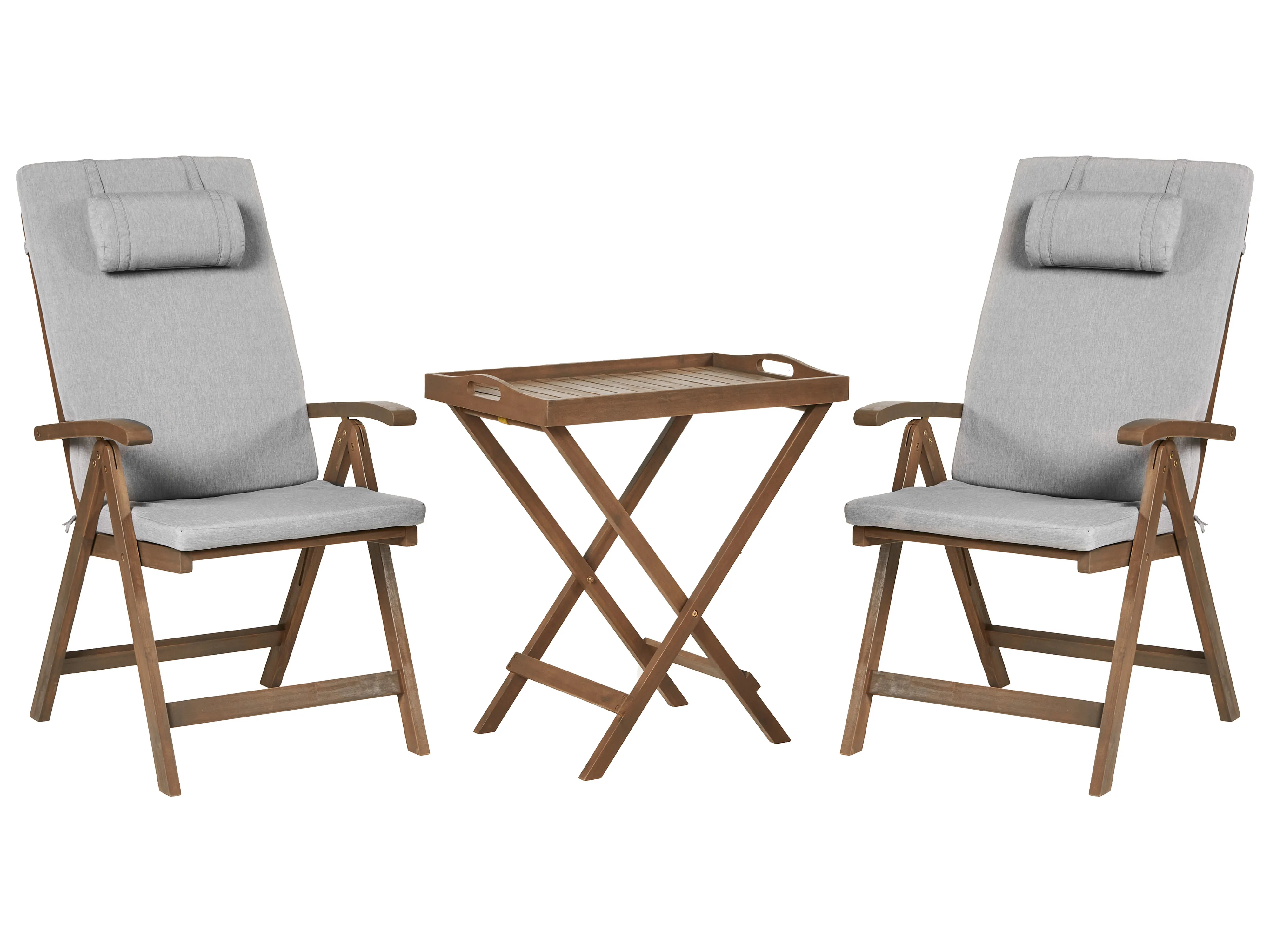 Garden Dining Set 6 Seater AMANTEA PREMIUM Acacia Wood Grey Melange