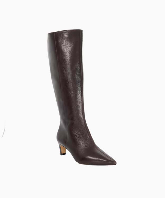 Smoulder Burgundy - Leather Heeled Knee-High Boots