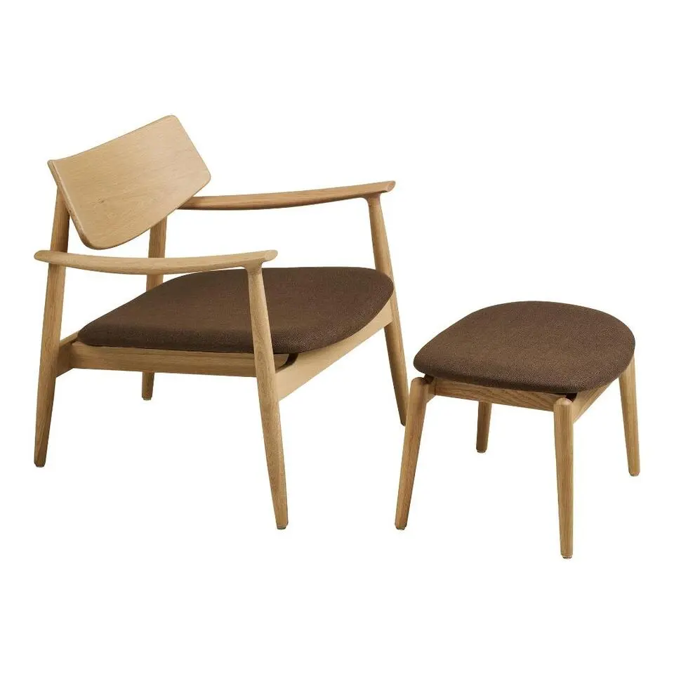 Hioshop Gina fauteuil met voetenbank eik