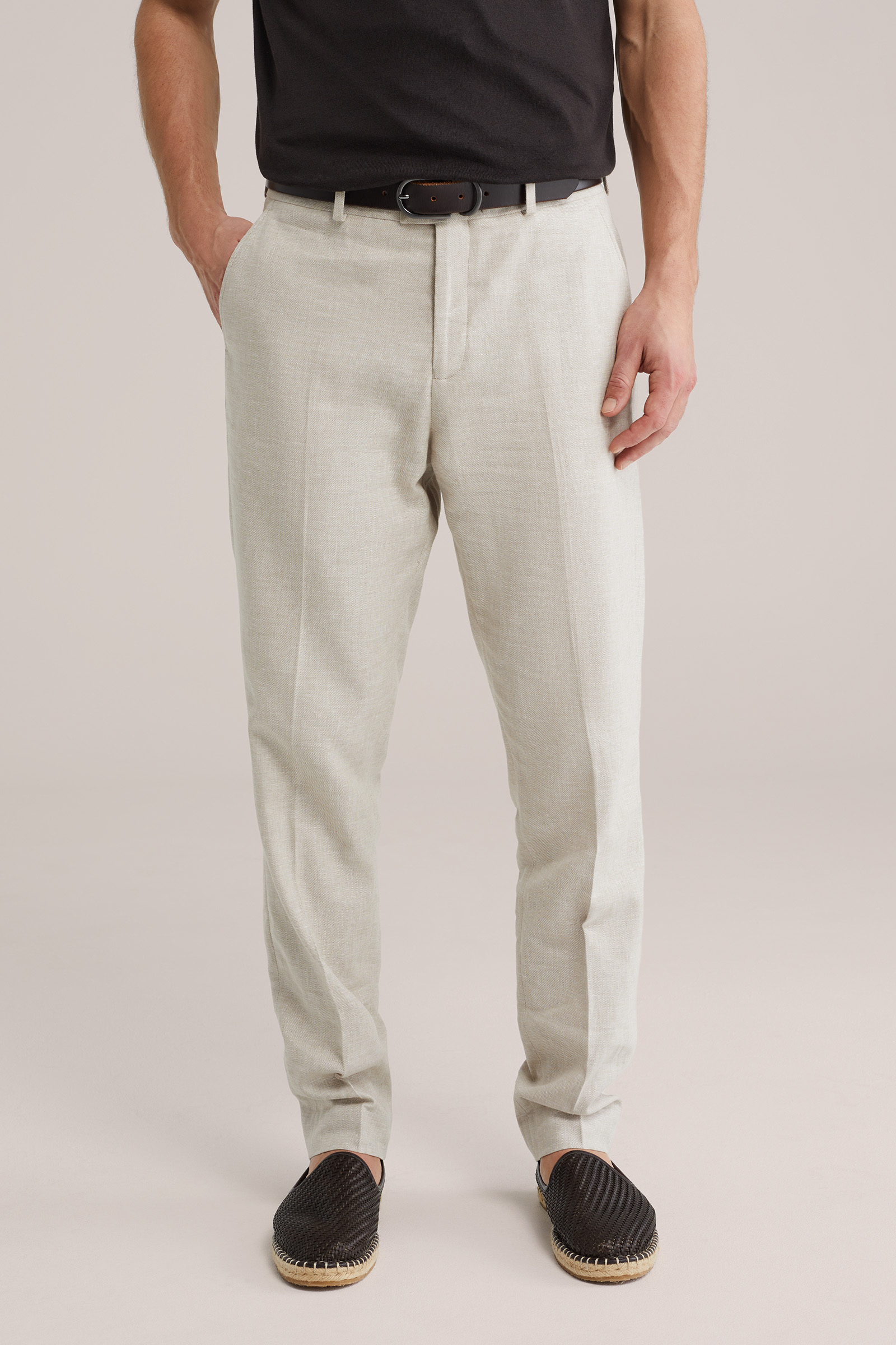 Heren slim fit pantalon van linnenmix