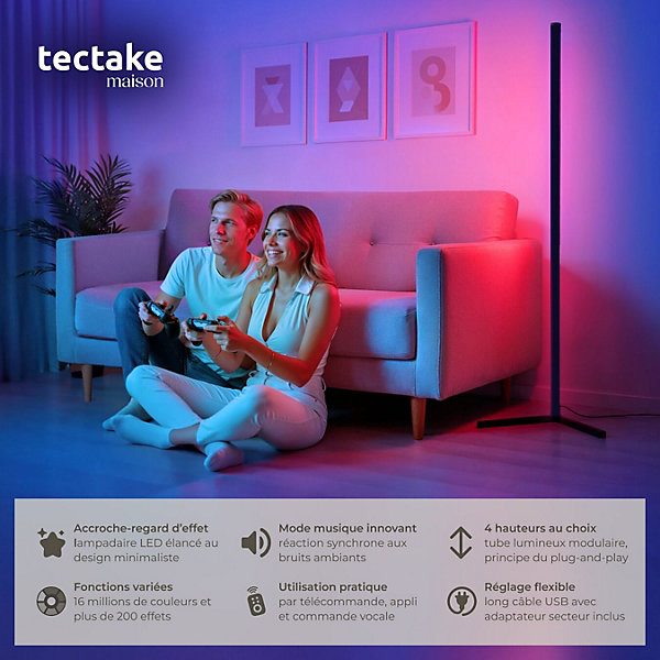 Lampe sur pied avec diffusion de couleurs avec télécommande