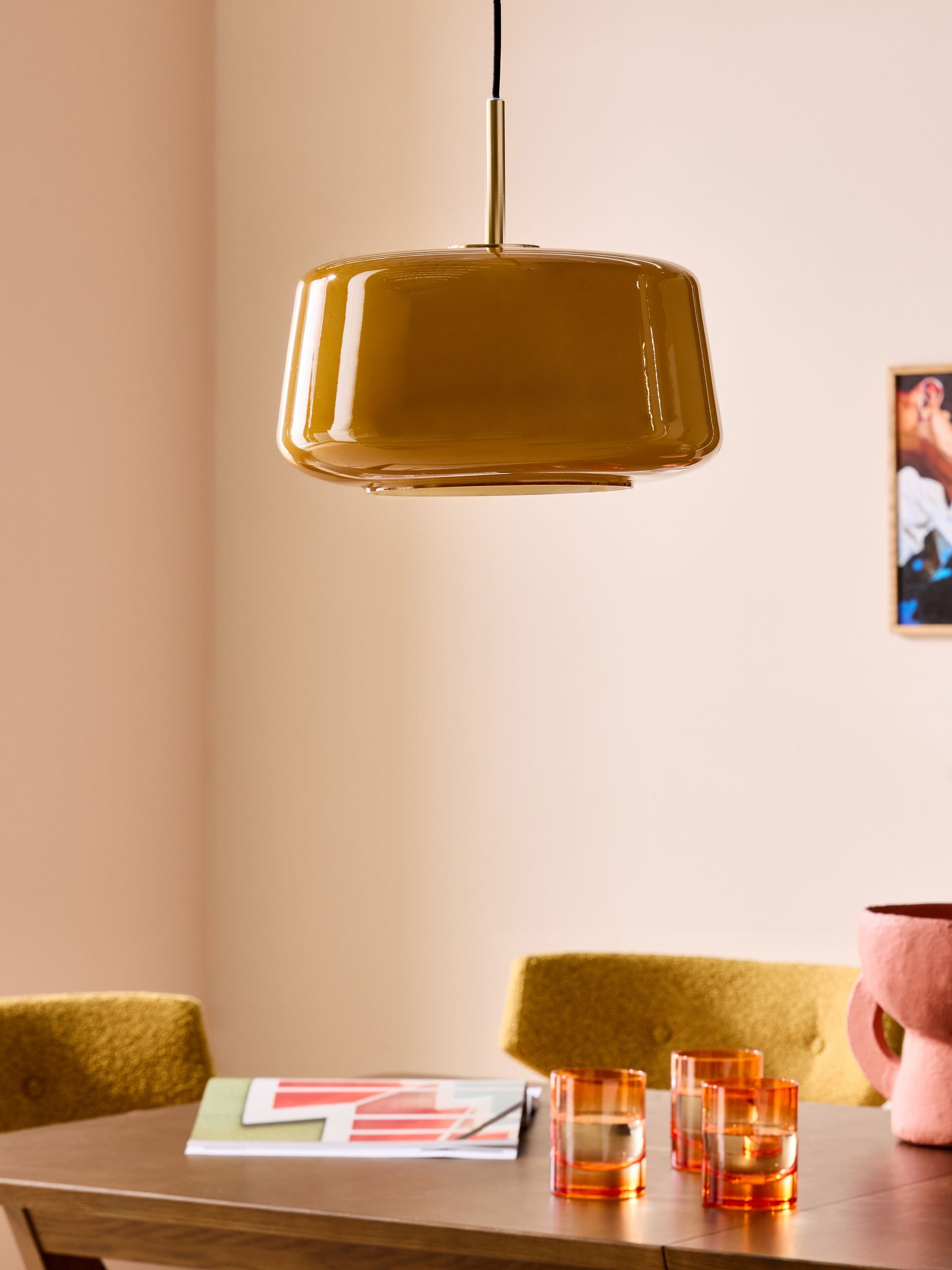 Camilo Pendant Light in Amber Orange