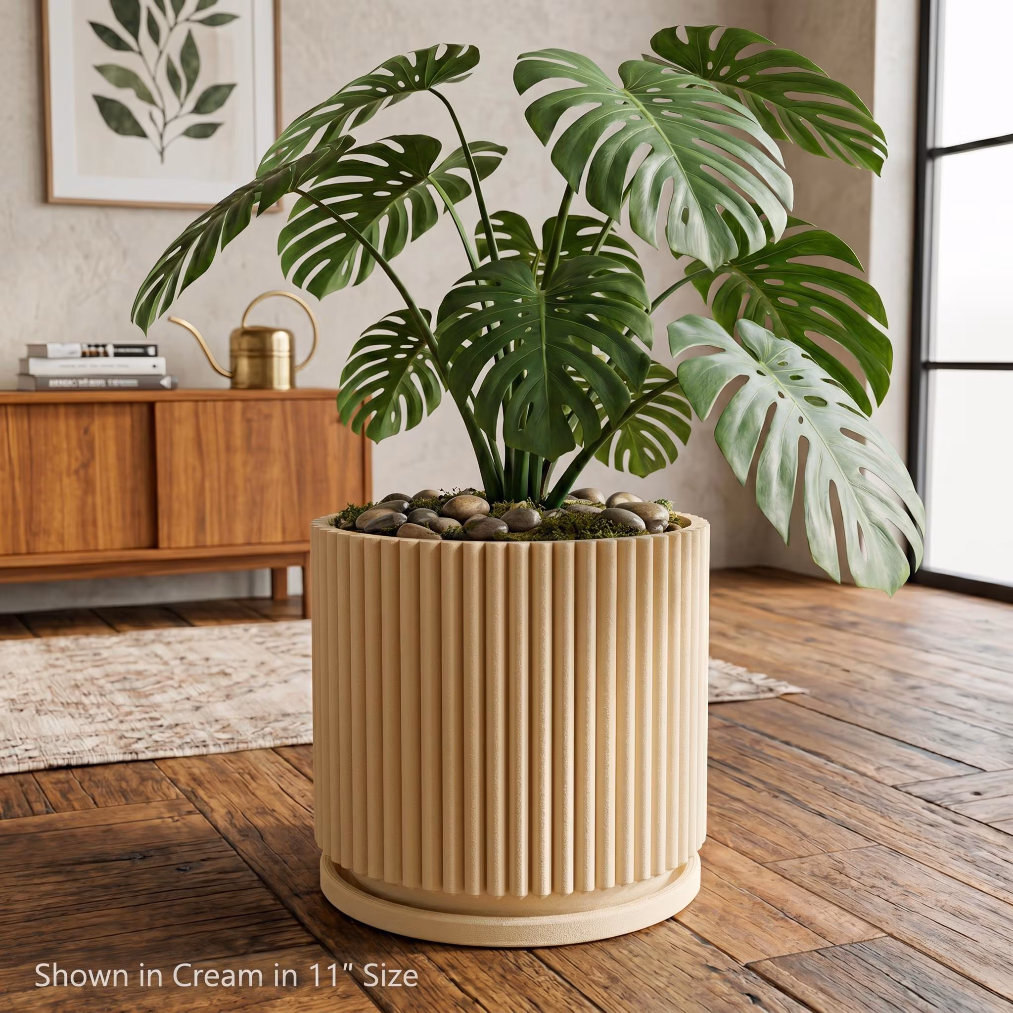 Mid-Century Modern Pot in Matte Olive Green, Pots with Drainage and Saucer, Succulent, Cacti and House Plant Planter, Lightweight