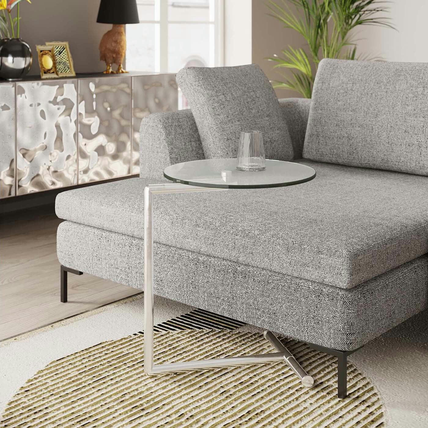 EASY LIVING - Table d'appoint en verre et acier chromé