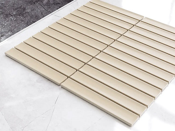 Mosaïque en céramique sur maille pour salle de bain ou cuisine 29.6cm x 29.3cm - Beige piano