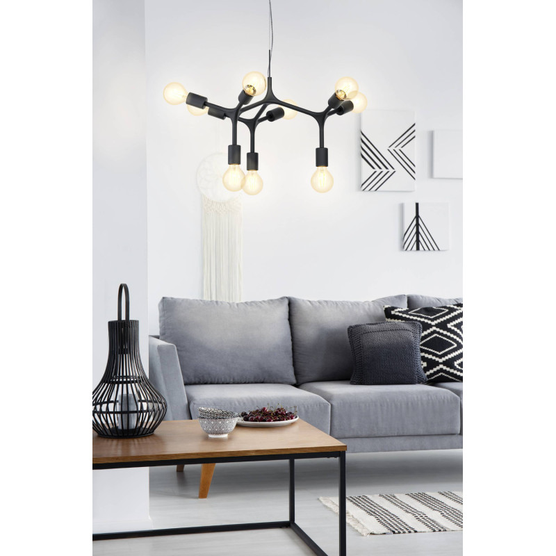 Suspension Bocadella noire E27 9 x 60 W EGLO