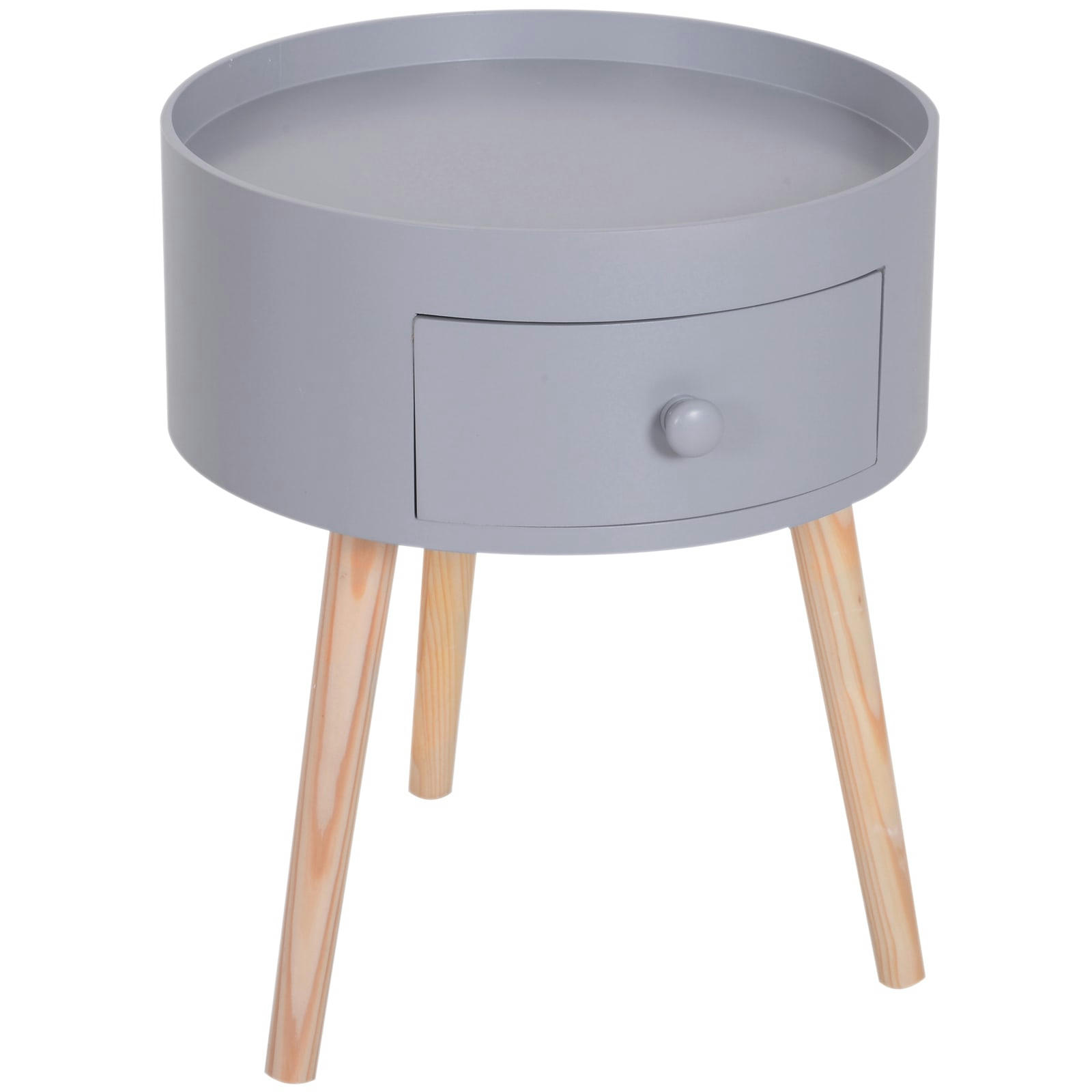 - Chevet table de nuit ronde 1 tiroir design scandinave bicolore