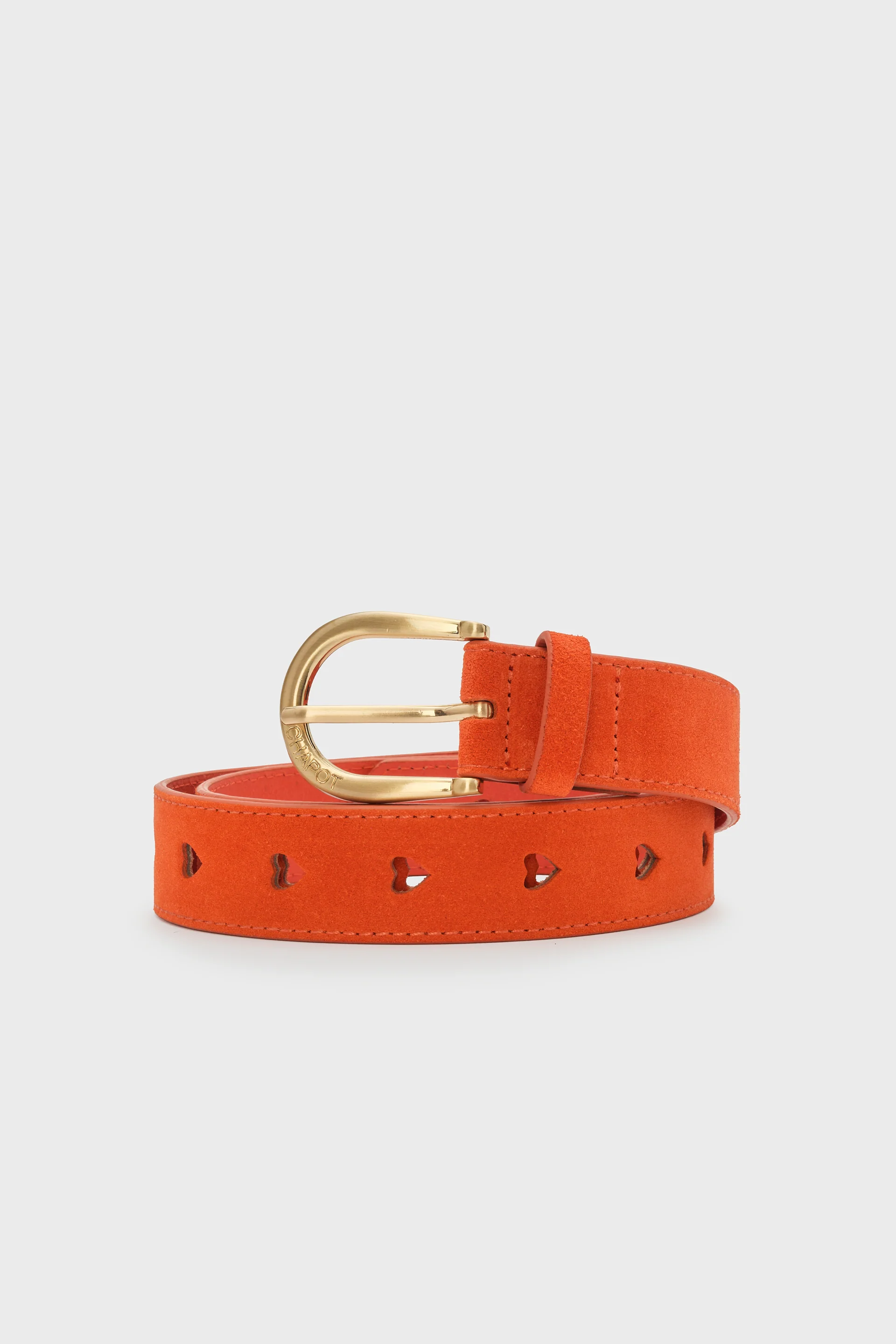 Cut it Out Heart Belt Suede | Tangerine Tango