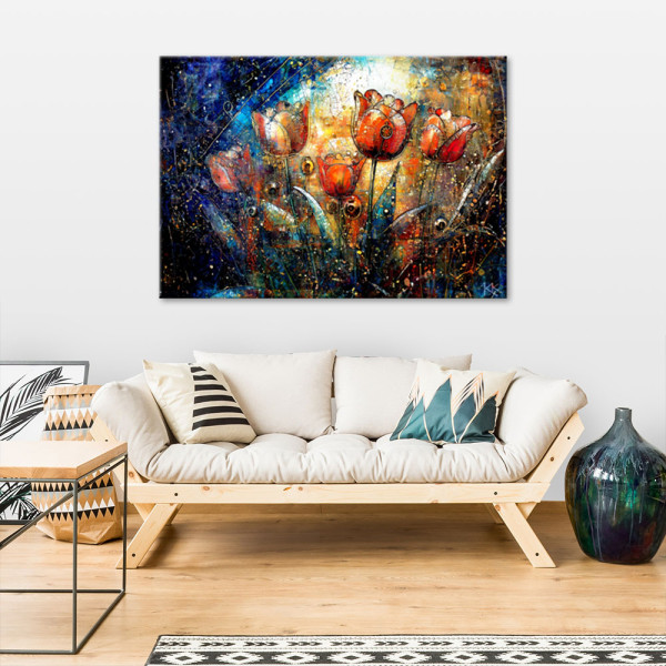 Feeby Obraz na płótnie, Abstrakcyjne Kwiaty Kolorowe 60x40