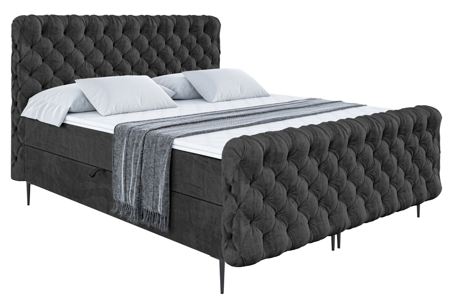 Łóżko kontynentalne - pojemnik, materac, nóżki BOXI8-FC-Z 120x200 cm