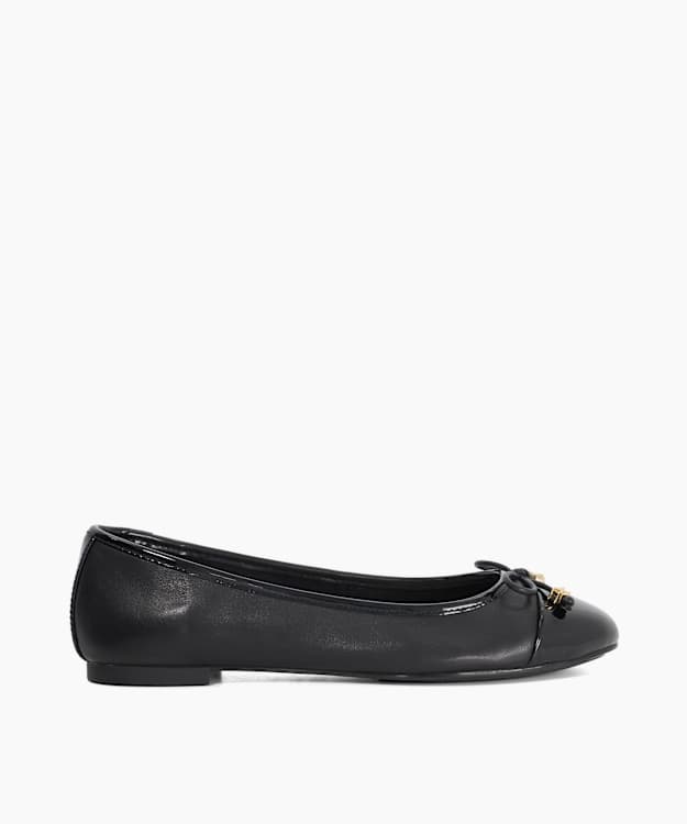Hallo Black - Wide Fit Charm-Detail Ballet Shoes