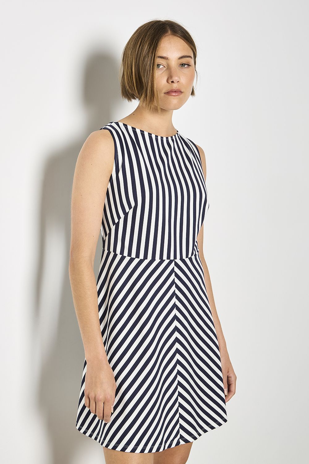Apricot Stripe Jersey Knit Mini Dress
