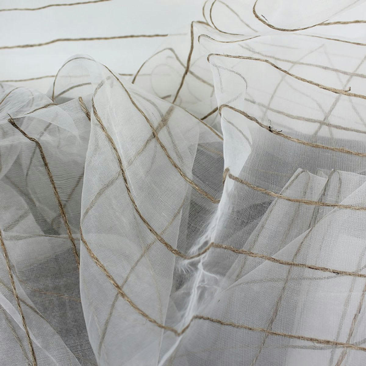 SHAMLYNE - Voilage effet soie avec du coton et jute écru 110x250