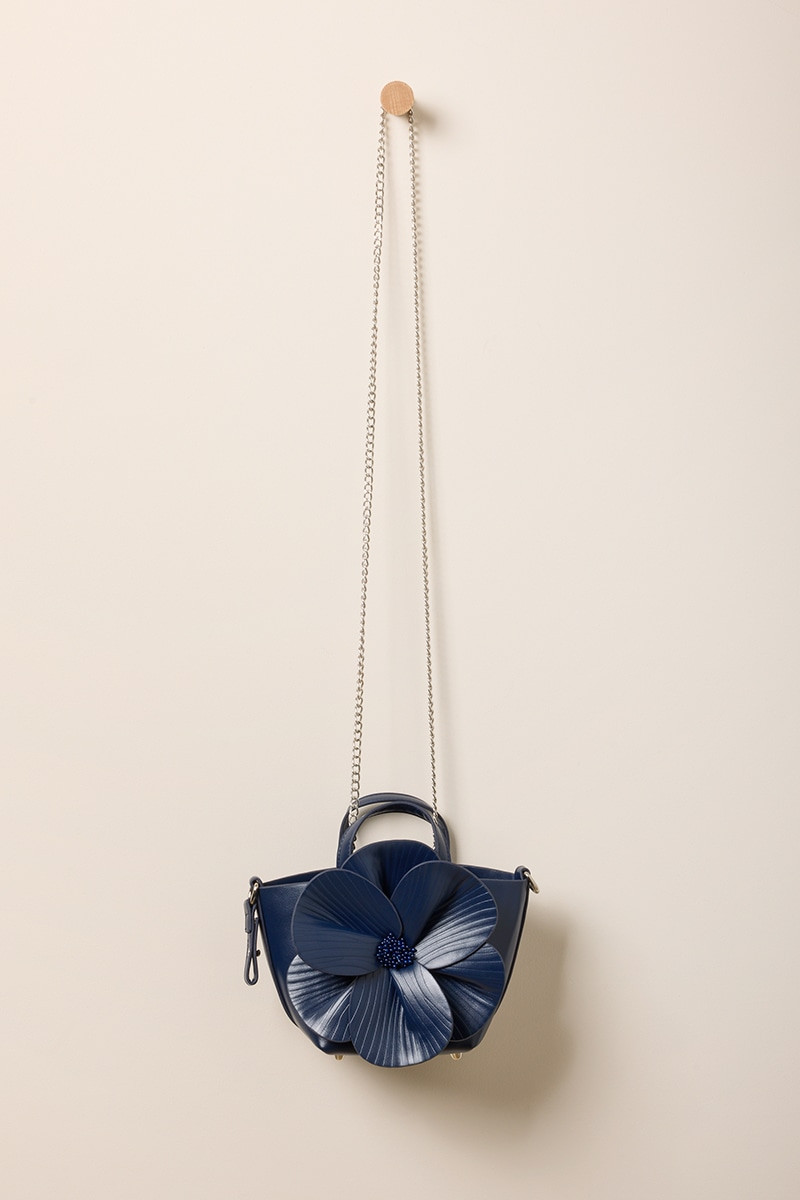 Ella Navy Flower Bucket Bag