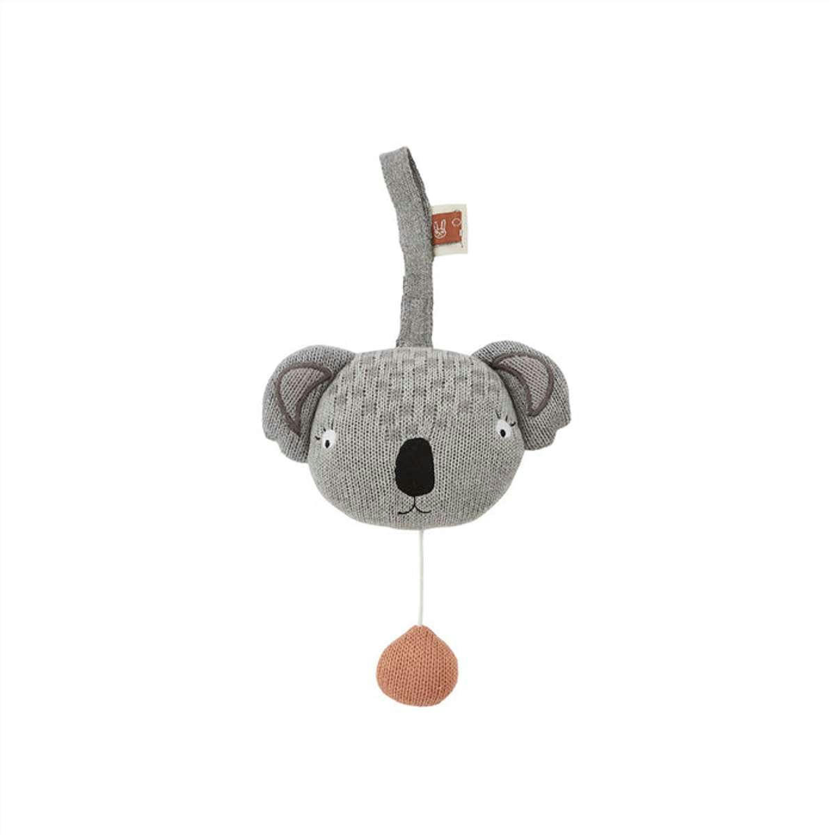 KOALA - Koala music mobile gris en coton et polyester H10,5x14,5x8cm