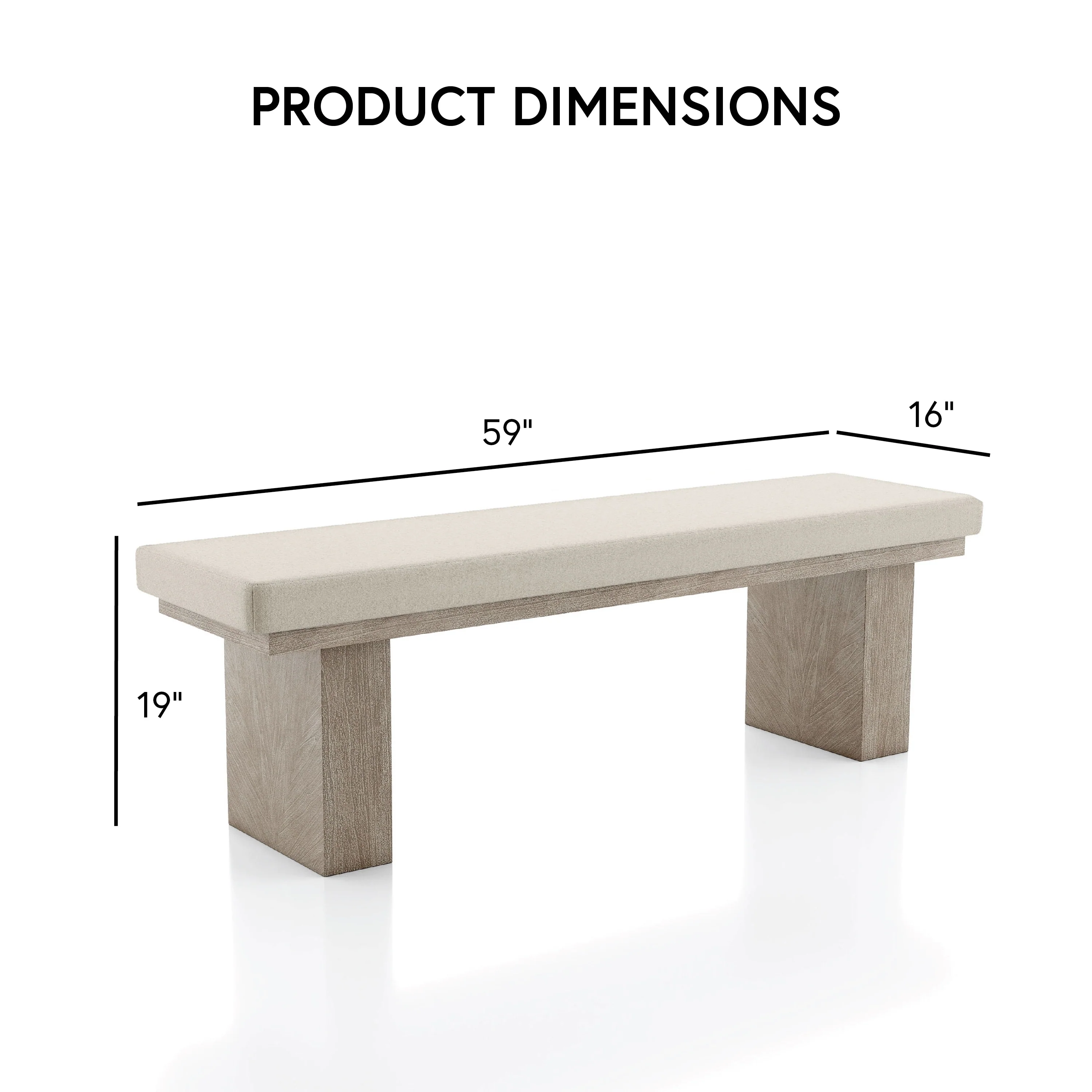 Furniture of America Yetaria Modern Farmhouse Natural Wood 59-inch Upholstered Dining Bench