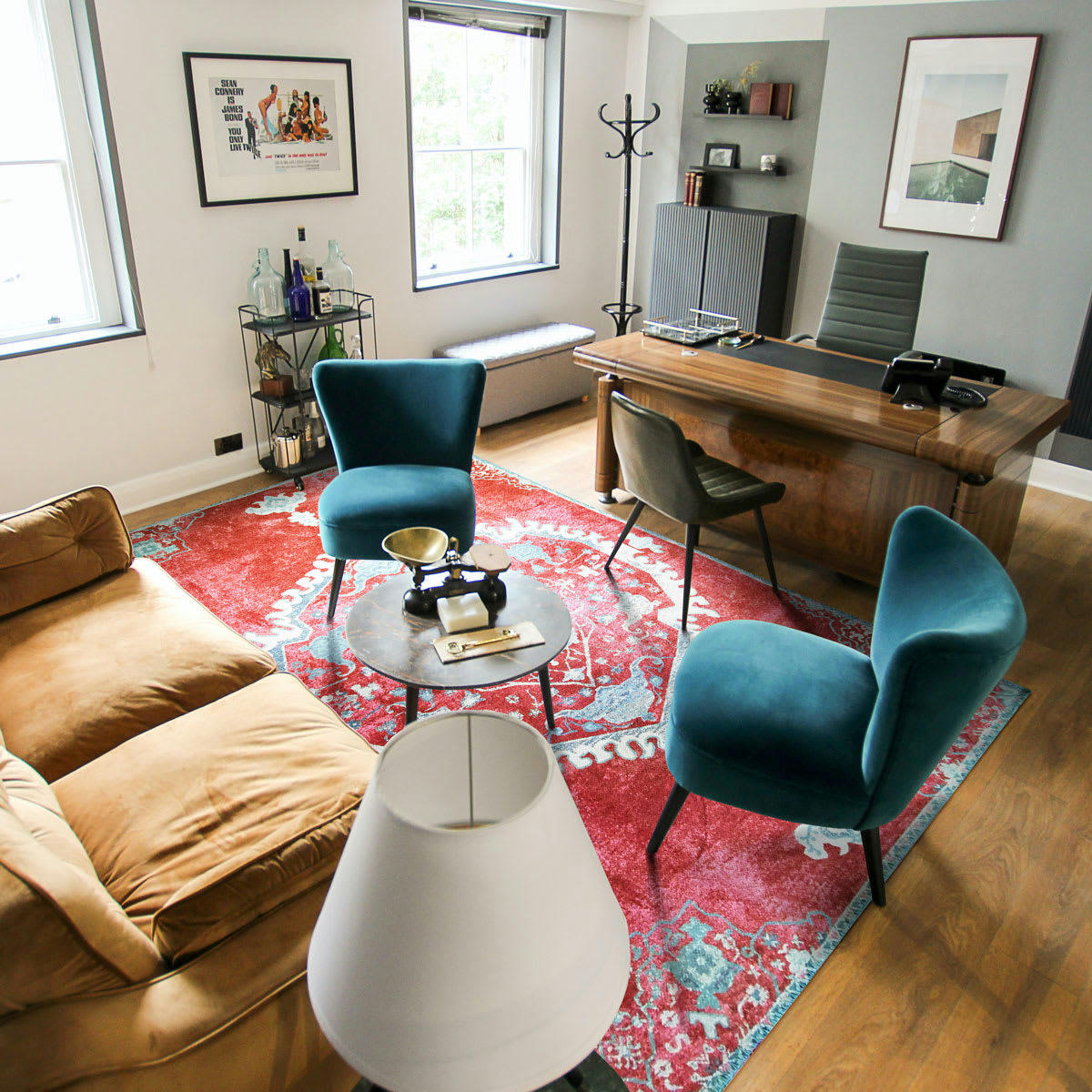 GRENADE - Tapis effet vintage motif médaillon rouge 160x230