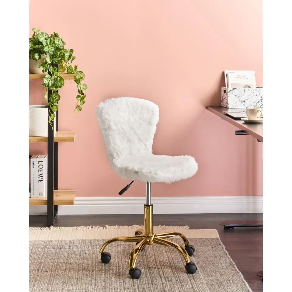 MARGATE - Bureaustoel - Wit - Kunstbont