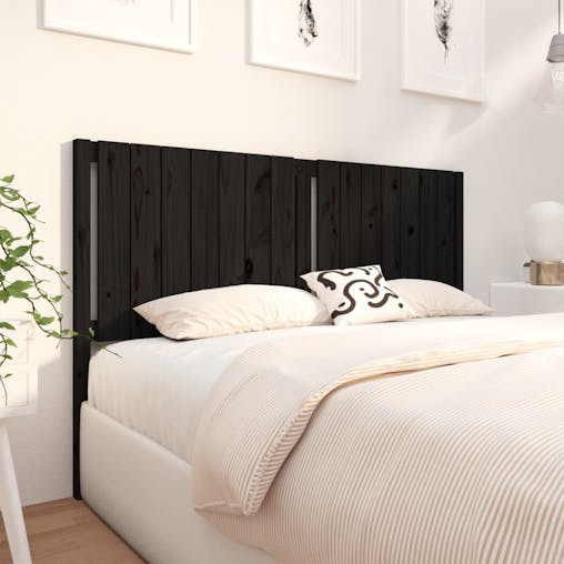 NNEVL Bed Headboard Black 155.5x4x100 cm Solid Wood Pine