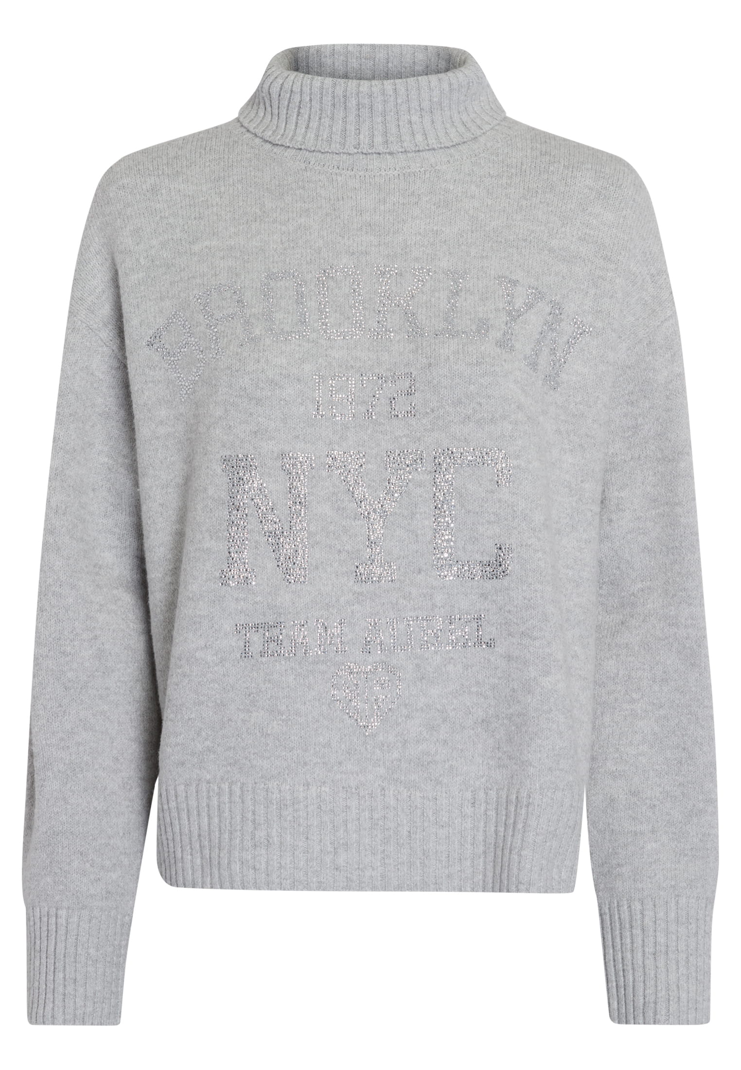 Turtleneck Pullover mit Strass Applikation