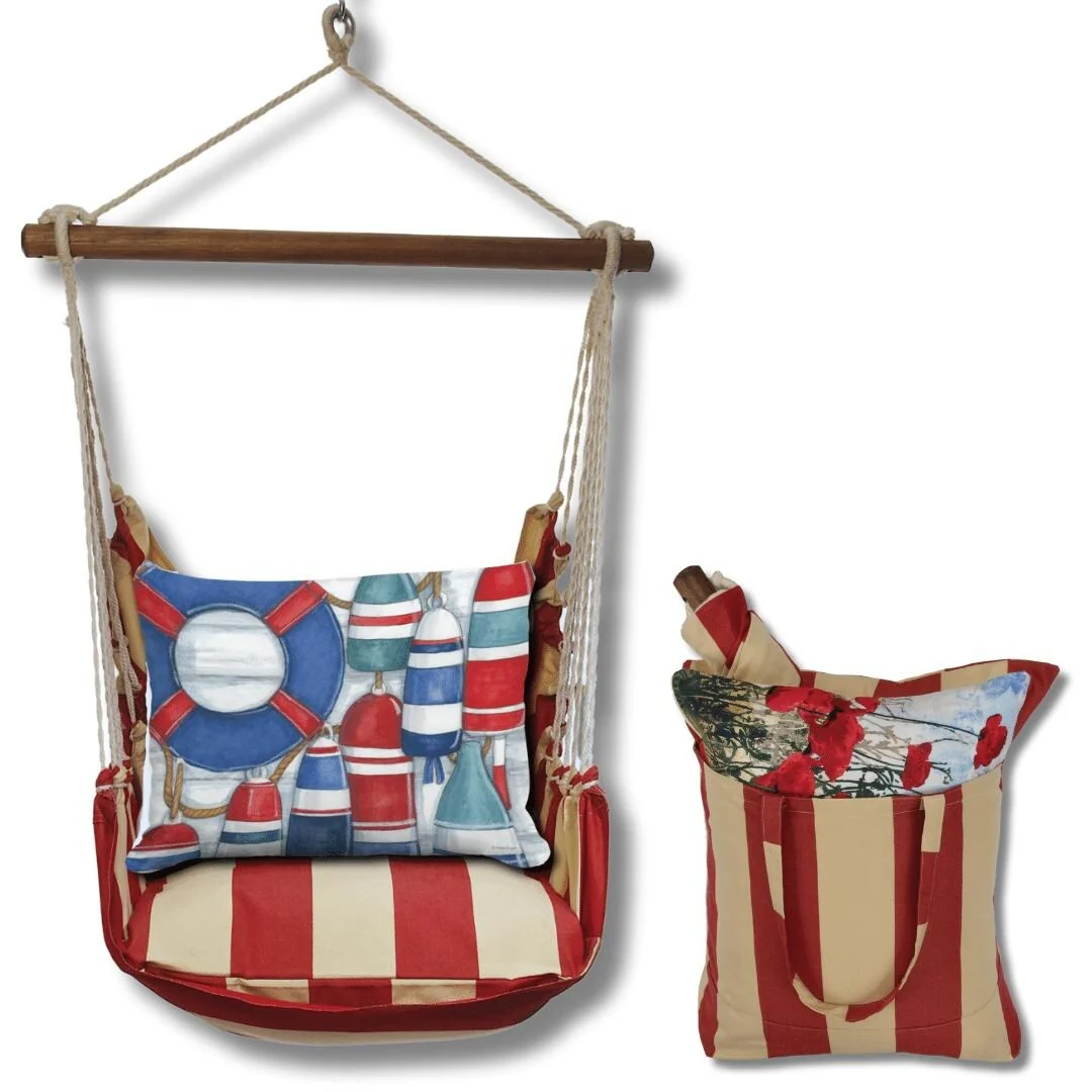 Magnolia Casual Swing Set 4 piece - Americana Stripe w/ Red and Blue Buoys