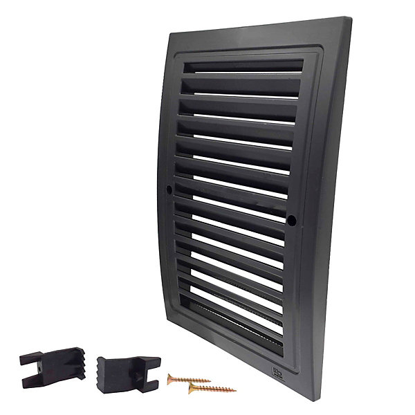 Lot de 3 Grille de ventilation plastique 140x210 mm Noir
