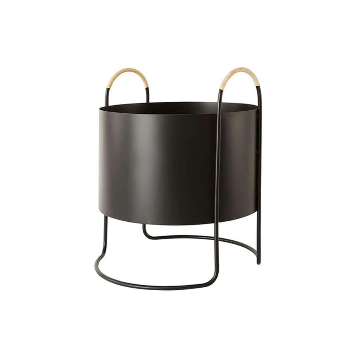 MAKI - Porte pot de fleur noir en métal H50x42x40cm