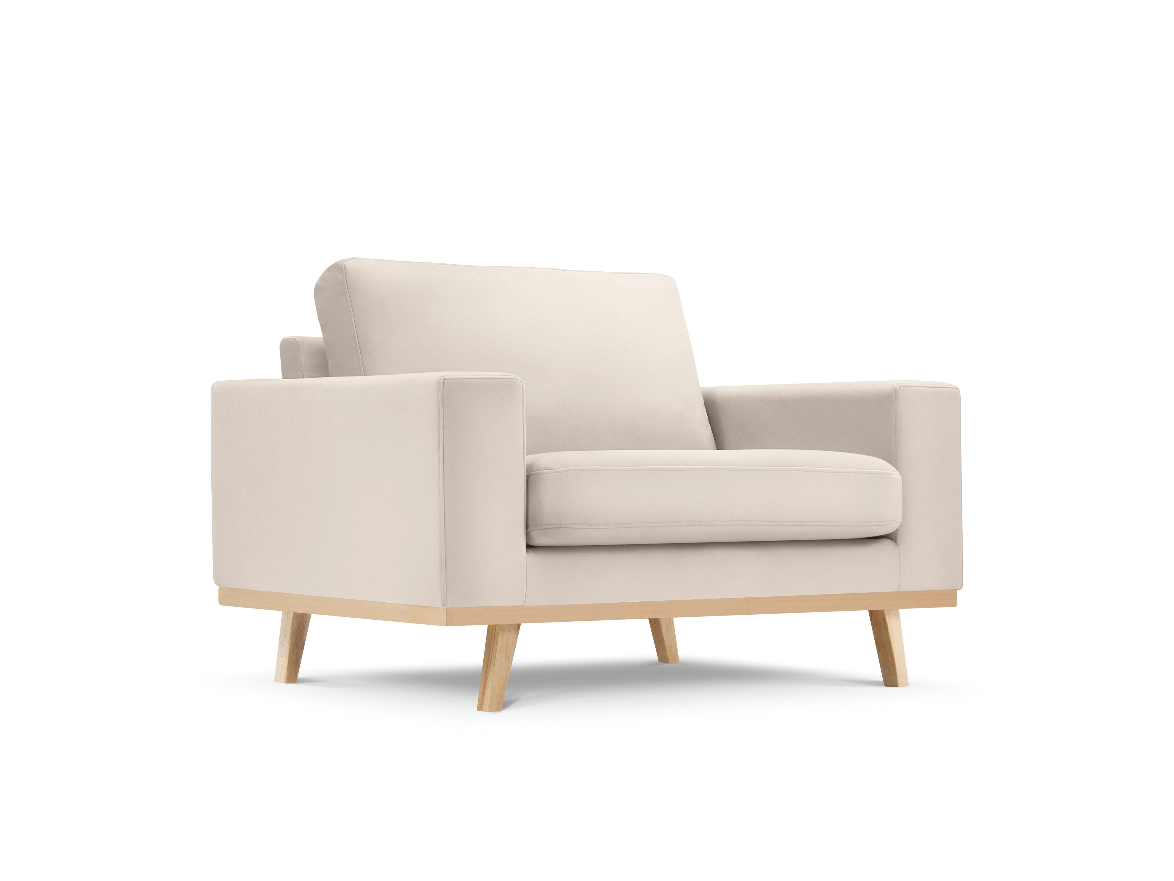 TUGELA - Fauteuil en velours beige
