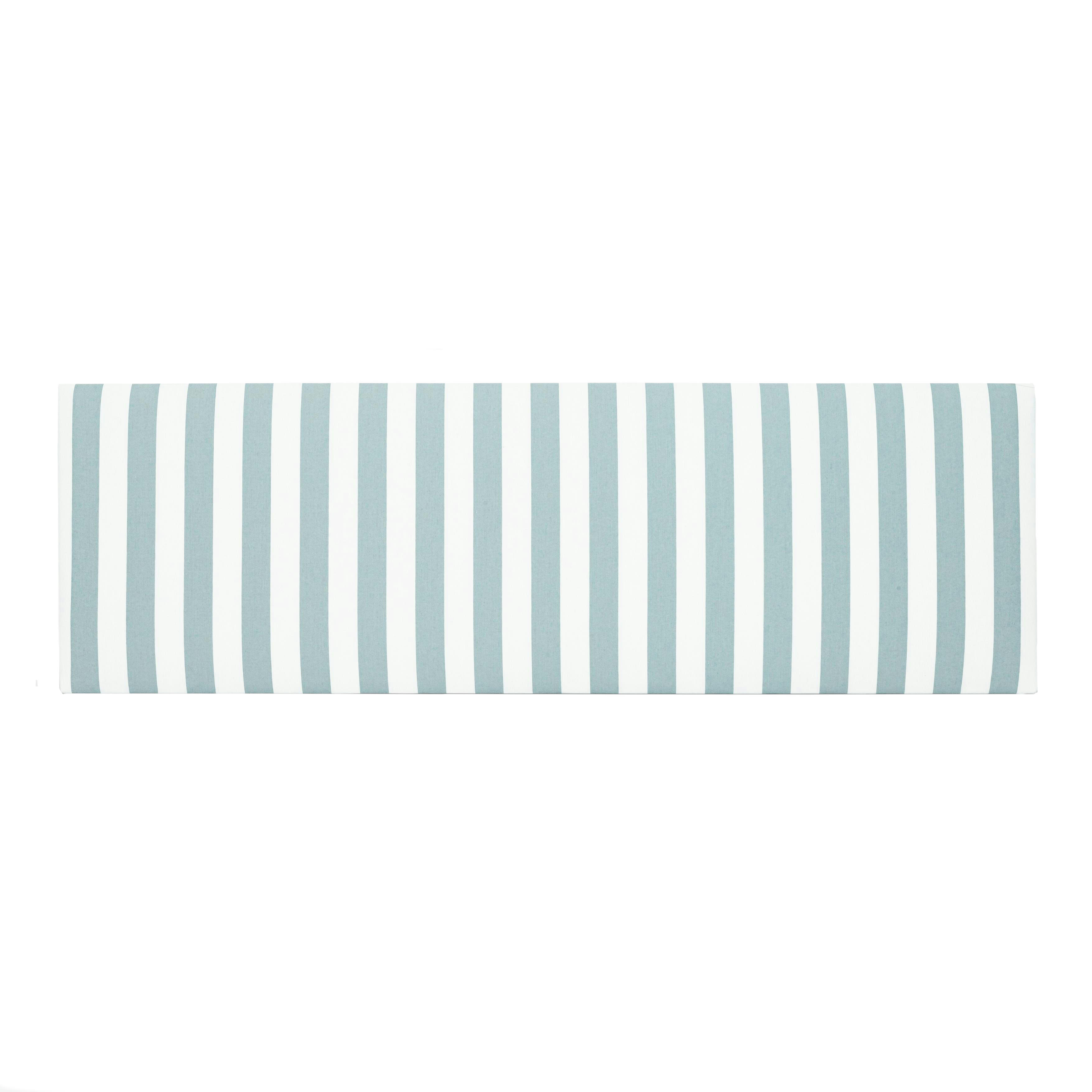 BILLIE SUANCES - Tête de lit tapissée en tissu rayé turquoise 165x52cm