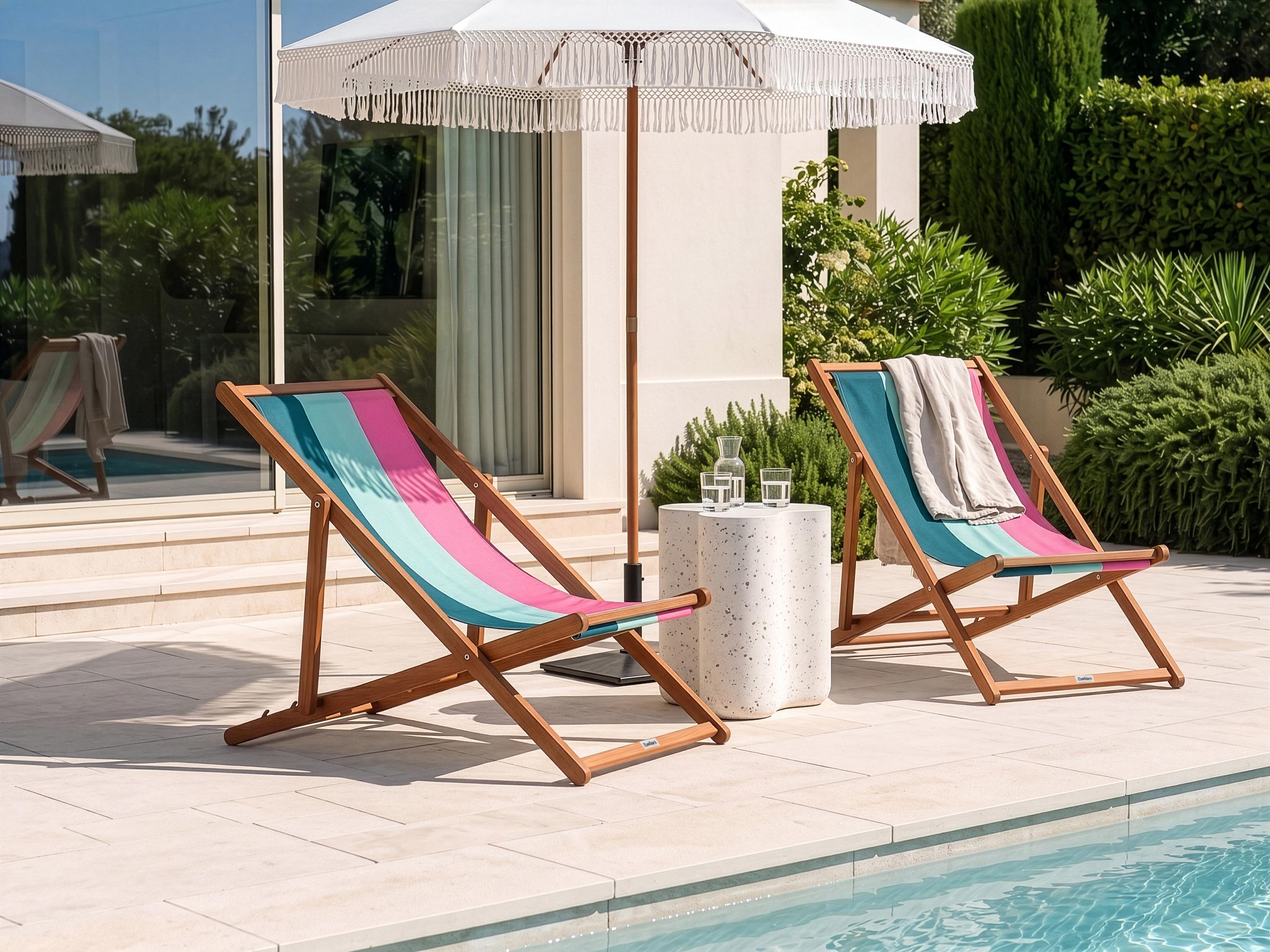 Set of 2 Sun Lounger Replacement Fabrics ANZIO/AVELLINO 113 x 44 cm Multicolour