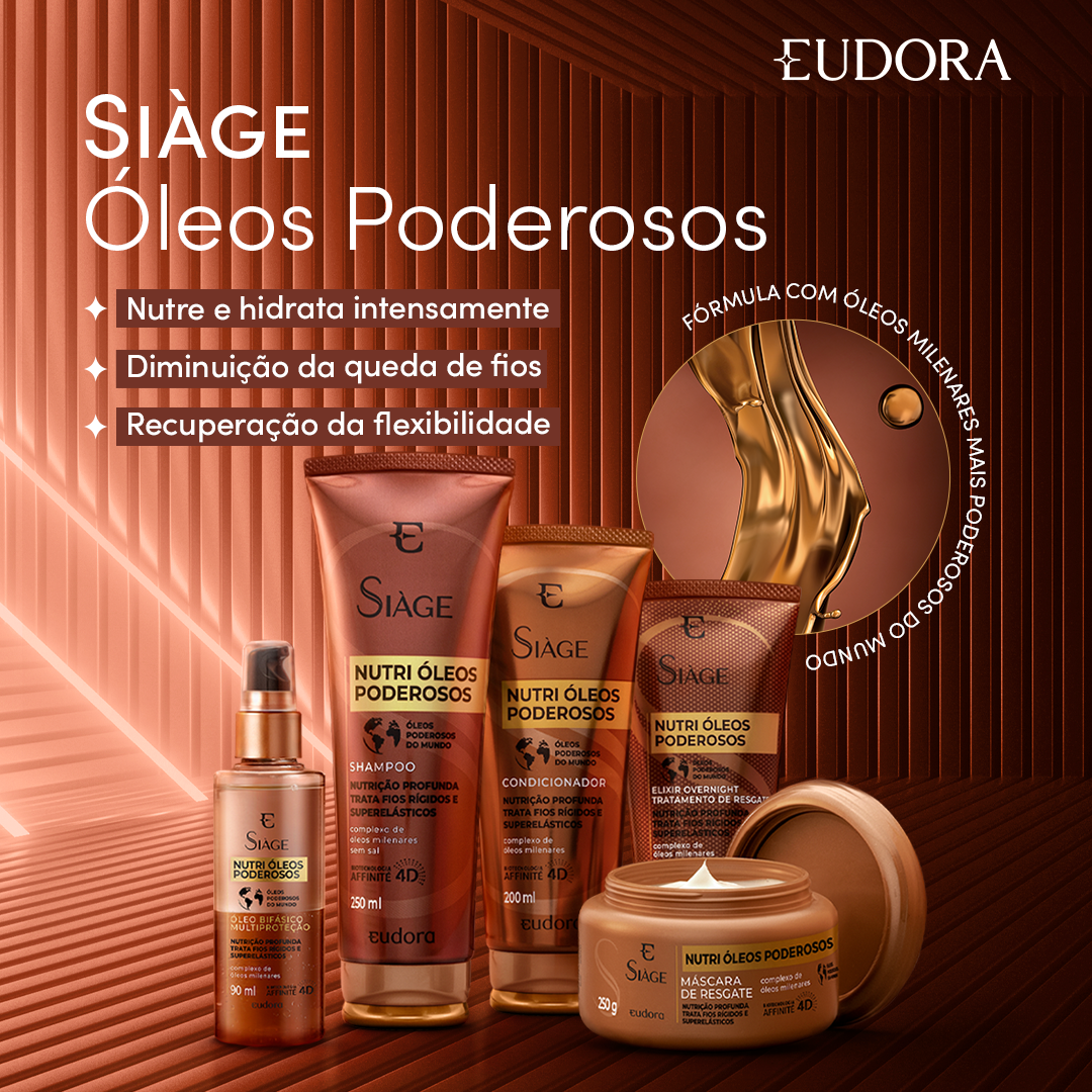 Kit Siàge Nutri Óleos Poderosos Shampoo   Condicionador   Óleo Bifásico Capilar
