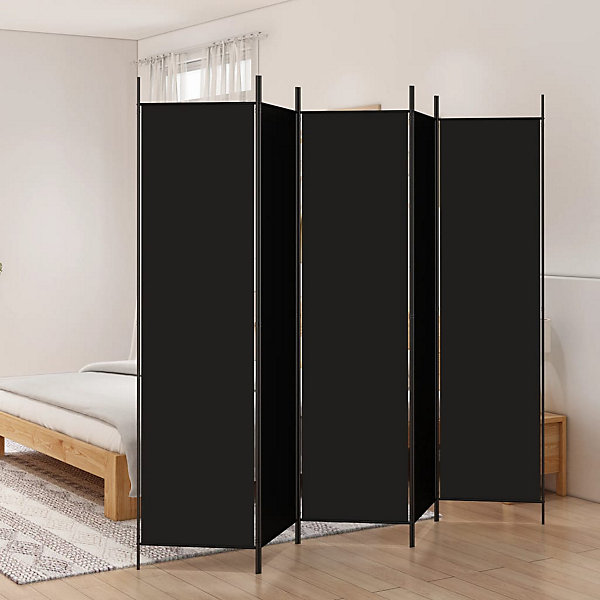 Cloison de séparation 5 panneaux Noir 250x200 cm Tissu vidaXL