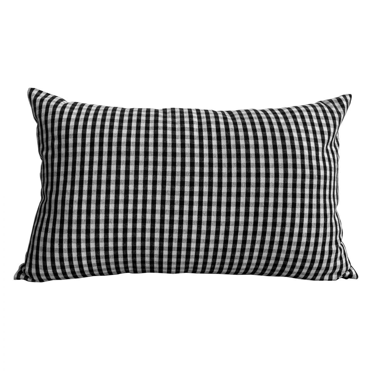 PAR AMOUR - Housse de coussin en coton imrpimé vichy noir 40x65