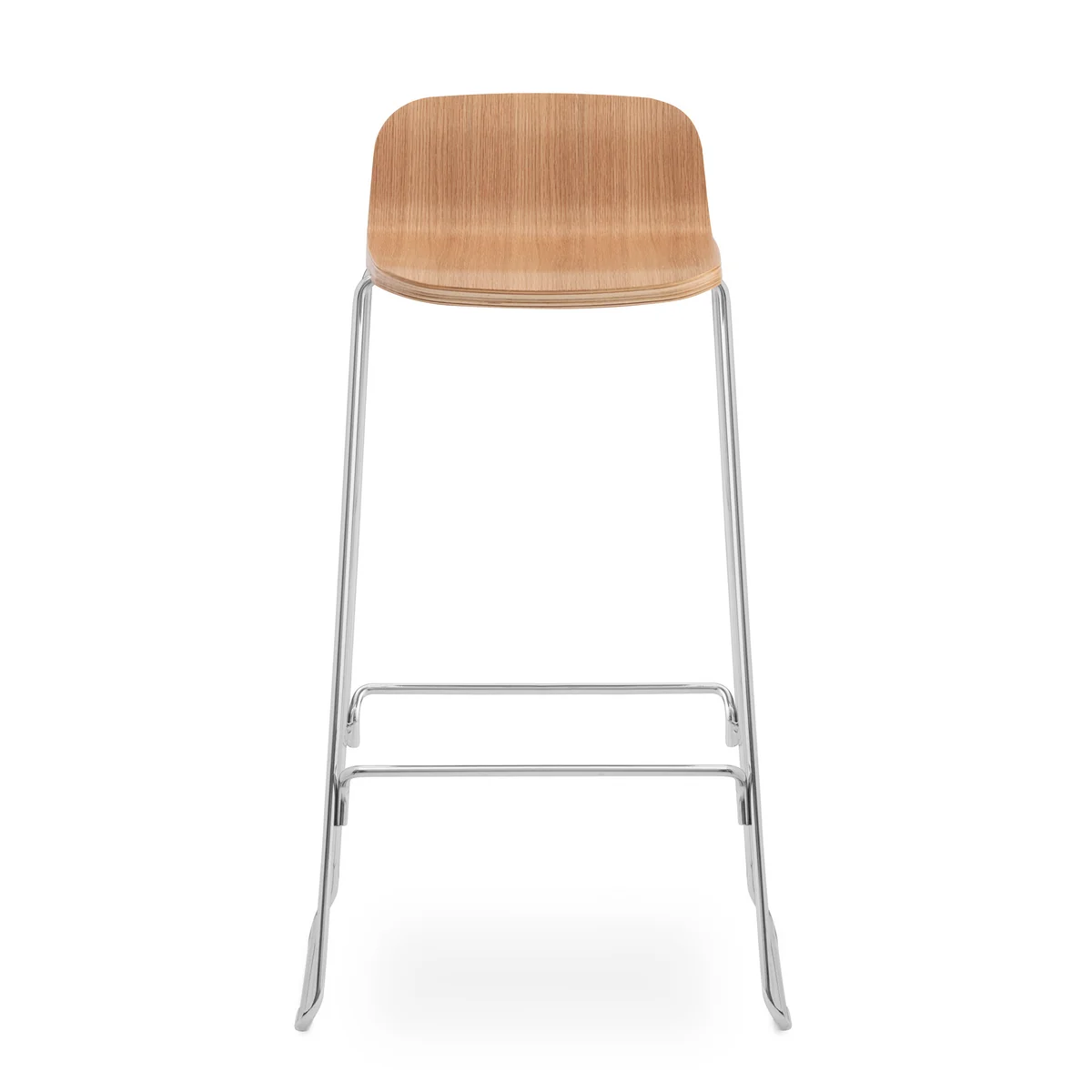 Normann Copenhagen - Just Barhocker mit Rückenlehne, H 75 cm, Eiche natur / chrom