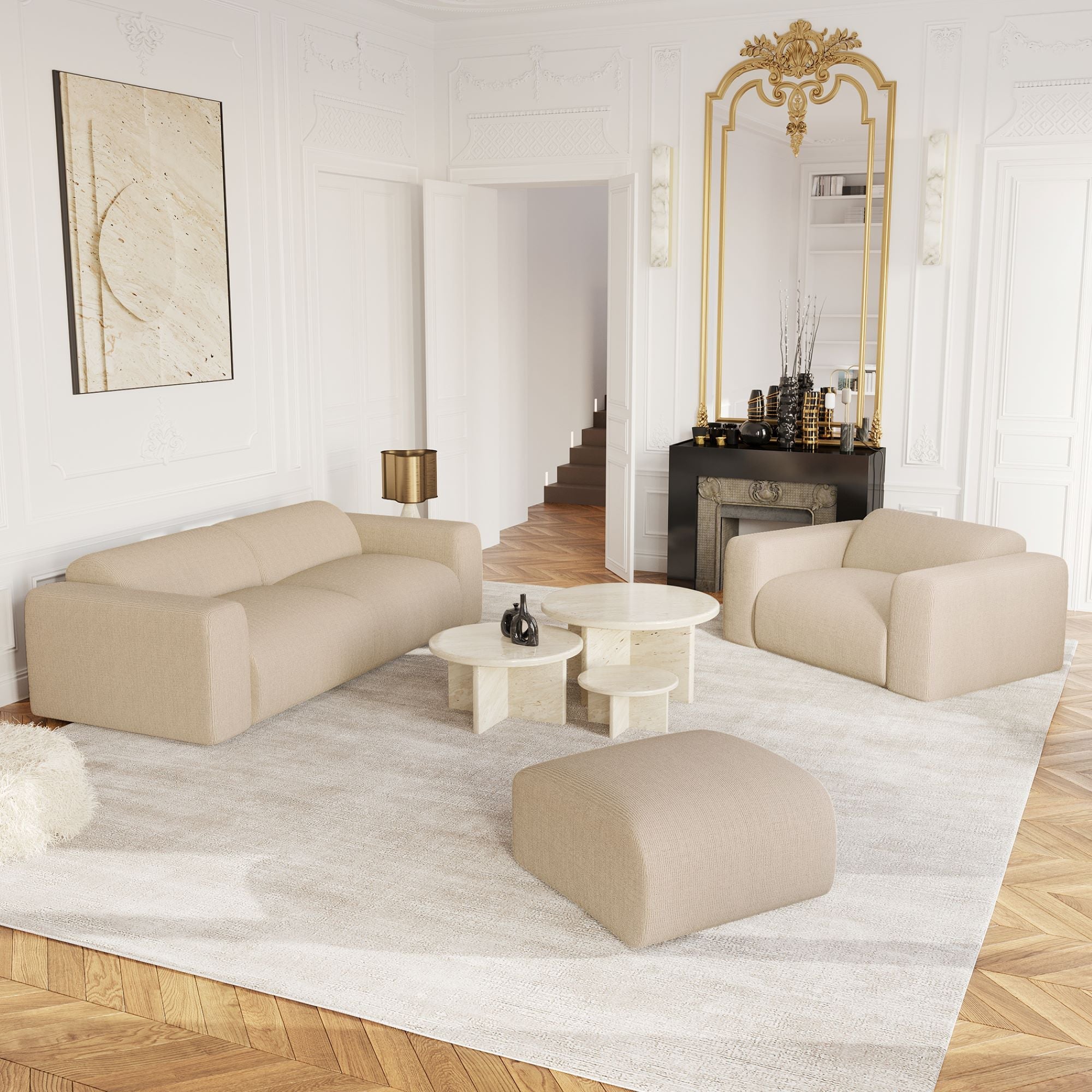Rechte bank MYRA 3 personen Corduroy Beige