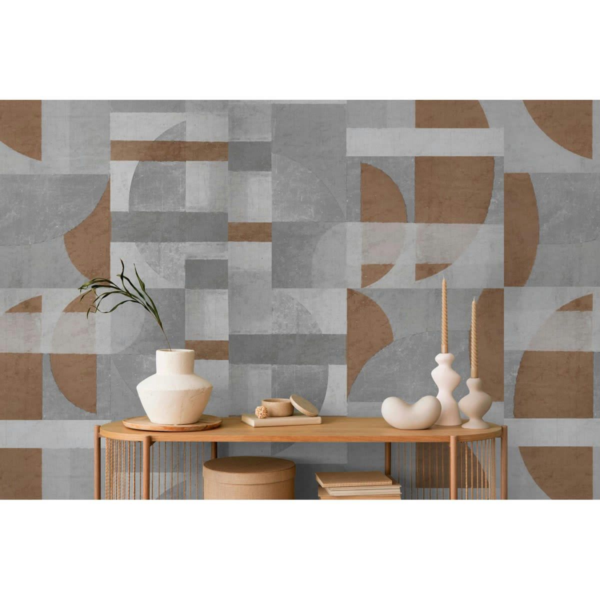 WALTER - Papier peint panoramique motif graphique Marron 432x280cm