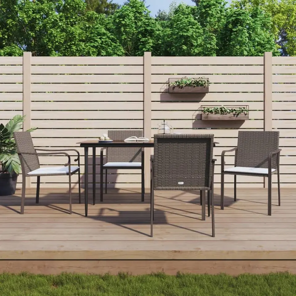 vidaXL - 5-delige Tuinset met zitkussens - Bruin - Poly rattan - 140x70 cm